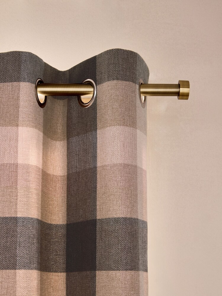 Natural Brushed Check Lined Eyelet Curtains - Image 10 of 10 Natural Brushed Check Lined Eyelet Curtains - Image 10 of 10