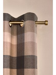 Natural Brushed Check Lined Eyelet Curtains - Image 1 of 10