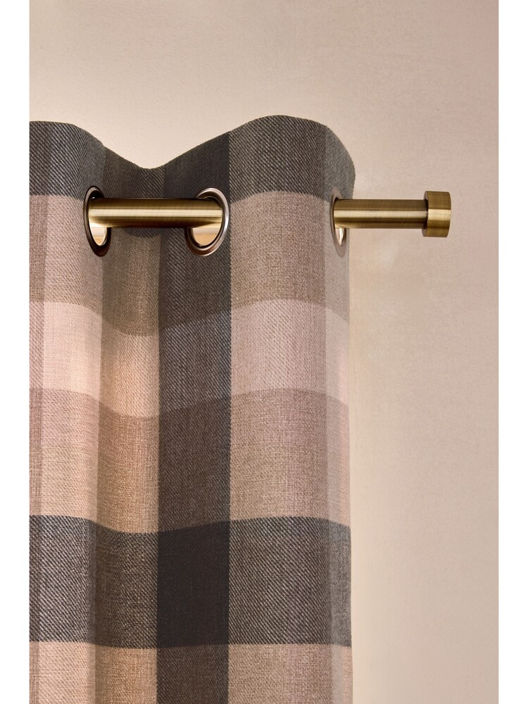 Natural Brushed Check Lined Eyelet Curtains - Image 1 of 10 Natural Brushed Check Lined Eyelet Curtains - Image 1 of 10