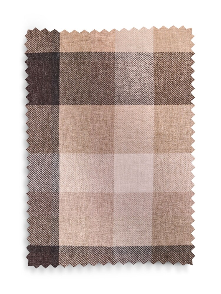Natural Brushed Check Lined Eyelet Curtains - Image 2 of 10 Natural Brushed Check Lined Eyelet Curtains - Image 2 of 10