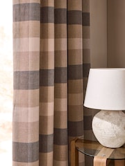 Natural Brushed Check Super Thermal Eyelet Curtains - Image 9 of 12