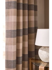 Natural Brushed Check Super Thermal Eyelet Curtains - Image 4 of 12