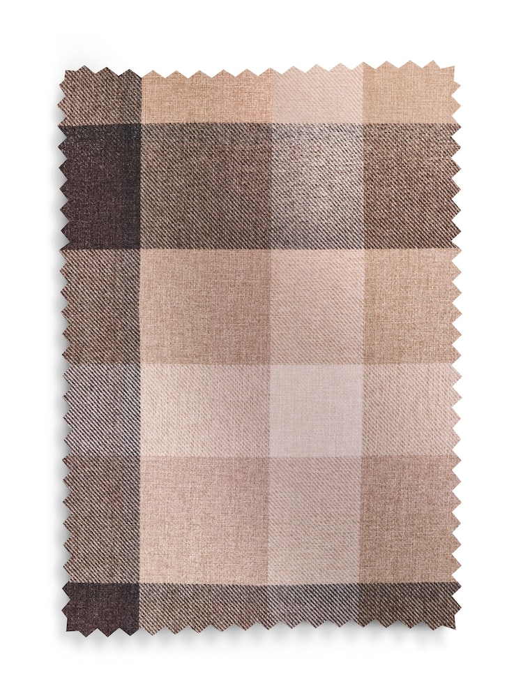 Natural Brushed Check Super Thermal Eyelet Curtains - Image 5 of 5