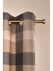 Natural Brushed Check Super Thermal Eyelet Curtains - Image 5 of 12