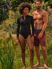 FatFace Black Long Sleeve Textured Swimsuit - Image 3 of 6