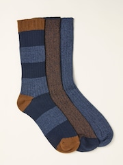 Blue 3 Pairs of Boot Socks - Image 1 of 2