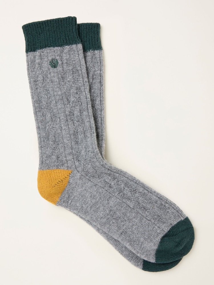FatFace Grey Cable Wool Blend Socks - Image 1 of 2