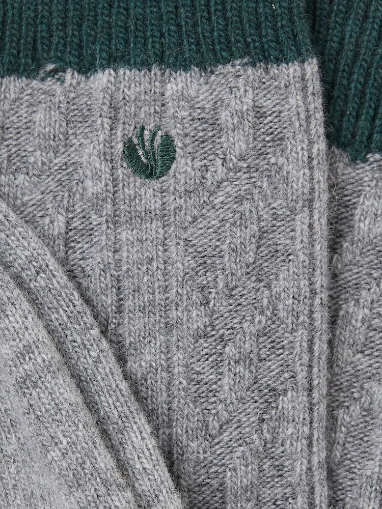 FatFace Grey Cable Wool Blend Socks - Image 2 of 2