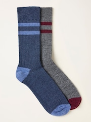 FatFace Grey 2 Pairs of Ribbed Boot Socks - Image 1 of 2