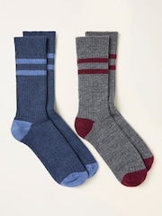 FatFace Grey 2 Pairs of Ribbed Boot Socks - Image 2 of 2