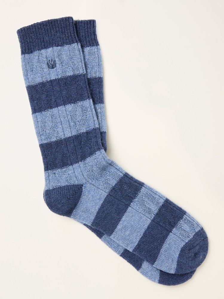 FatFace Blue Striped Cashmere Blend Socks - Image 1 of 2