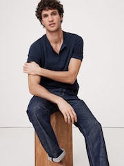 Banana Republic Navy Blue Soft Wash Henley T-Shirt - Image 1 of 1