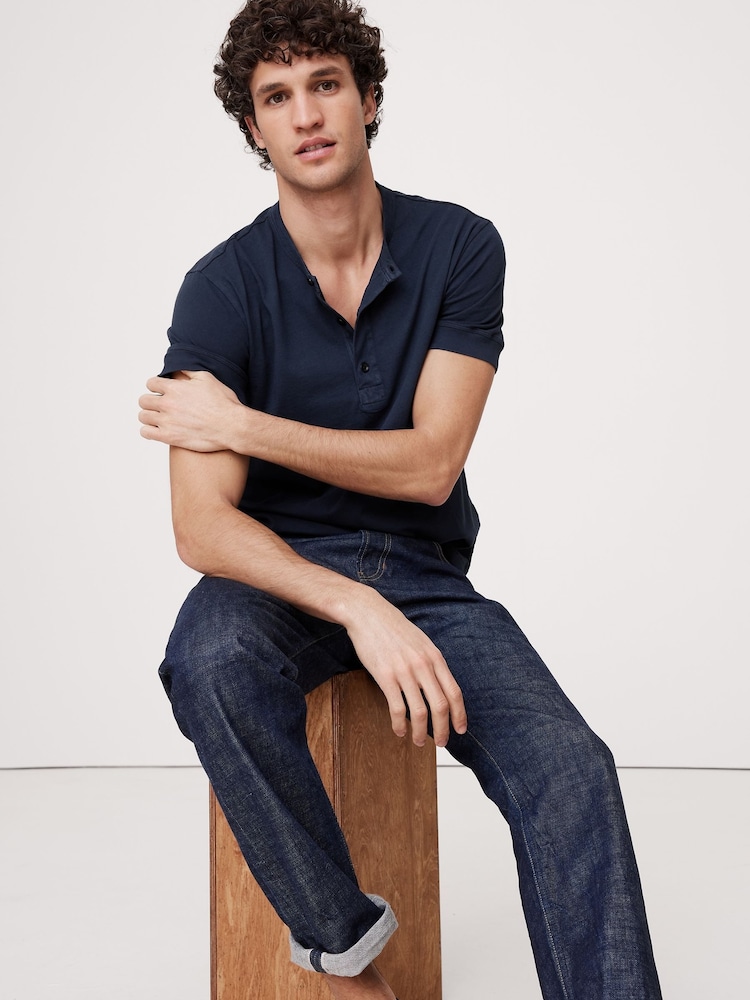 Banana Republic Navy Blue Soft Wash Henley T-Shirt - Image 1 of 1