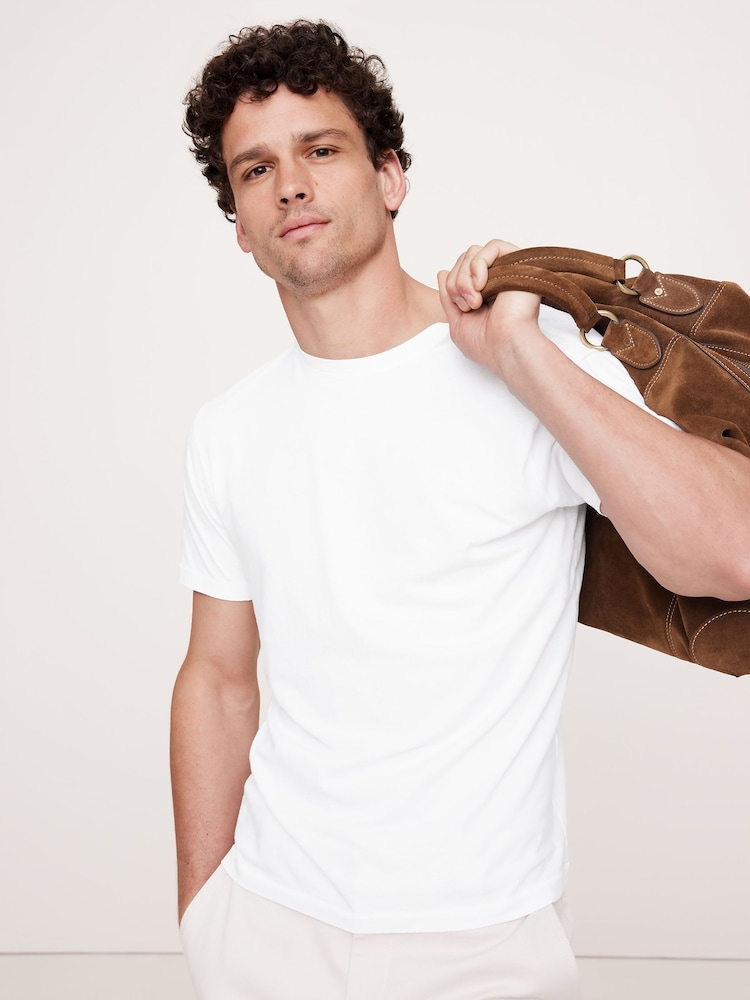 Белый - Banana Republic Lightweight Cotton Crew-Neck T-Shirt - Image 1 of 1
