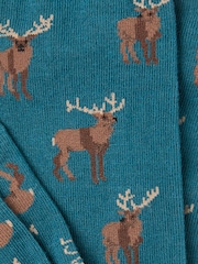 FatFace Teal Blue Moose Socks - Image 2 of 2
