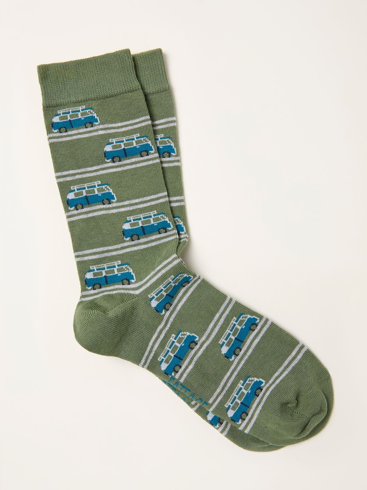 FatFace Green Campervan Socks - Image 1 of 2 FatFace Green Campervan Socks - Image 1 of 2