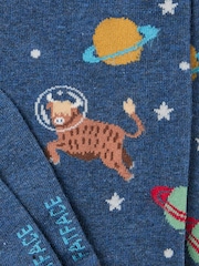FatFace Navy Space Cow Socks - Image 2 of 2