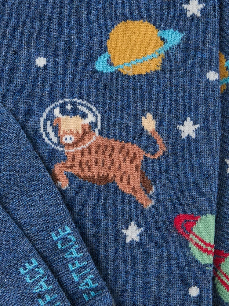 FatFace Navy Space Cow Socks - Image 2 of 2