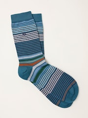 FatFace Teal Blue Striped Socks - Image 1 of 2