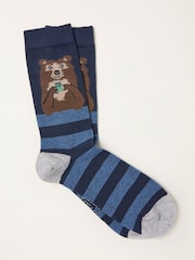 FatFace Navy Bear Socks - Image 1 of 2