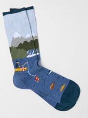 FatFace Blue Fishing Scene Socks - Image 1 of 2