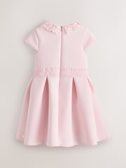 Baker by Ted Baker Pink Lace Collared Scuba Dress - Image 8 of 13