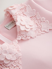 Baker by Ted Baker Pink Lace Collared Scuba Dress - Image 9 of 13