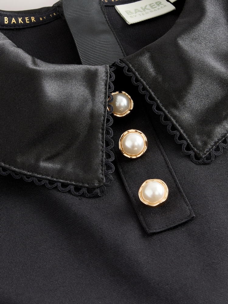 Buy Baker by Ted Baker Satin Collared Ponte Black Dress from Next USA