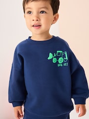 Navy Blue / Green Transport Printed Sweatshirt And Joggers Set 2 Pack (3mths-7yrs) - Image 2 of 3
