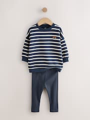Blue/White Stripe/Car Sweatshirts and Leggings Set 2 Pack (3mths-7yrs) - Image 4 of 8