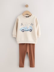 Blue/White Stripe/Car Sweatshirts and Leggings Set 2 Pack (3mths-7yrs) - Image 5 of 8