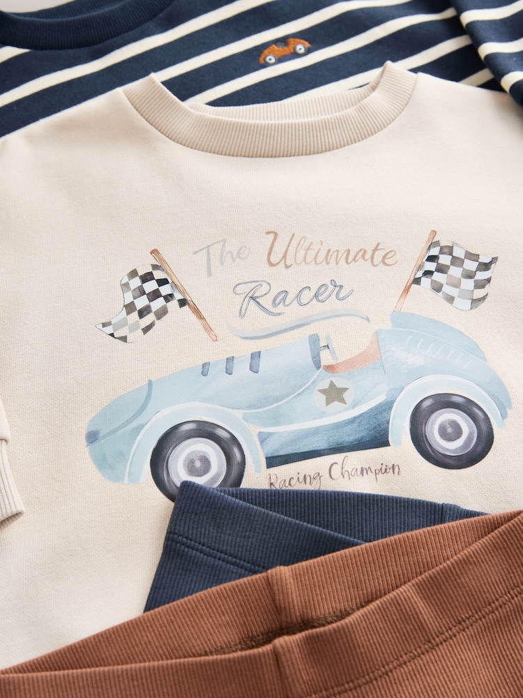 Blue/White Stripe/Car Sweatshirts and Leggings Set 2 Pack (3mths-7yrs) - Image 8 of 8 Blue/White Stripe/Car Sweatshirts and Leggings Set 2 Pack (3mths-7yrs) - Image 8 of 8