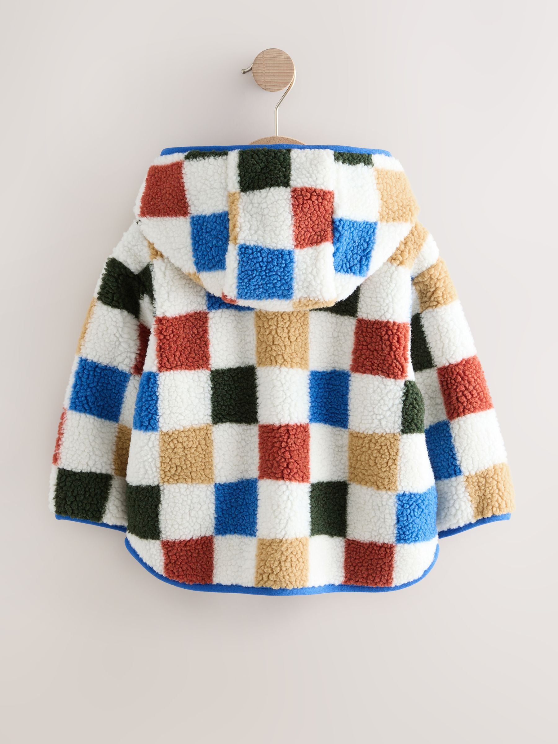 Buy Multi Checkerboard Hooded Fleece Zip Through Jacket (3mths