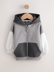 Grey Colourblock Zip Through Hoodie (3mths-7yrs) - Image 1 of 4