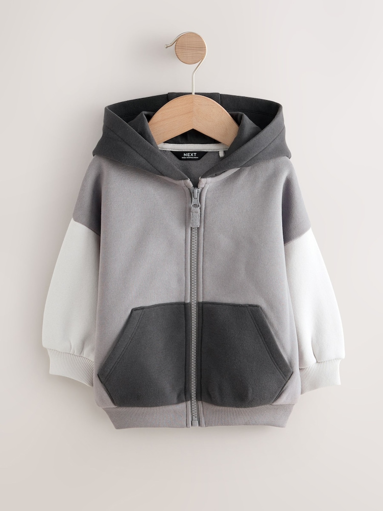 Grey Colourblock Zip Through Hoodie (3mths-7yrs) - Image 1 of 4