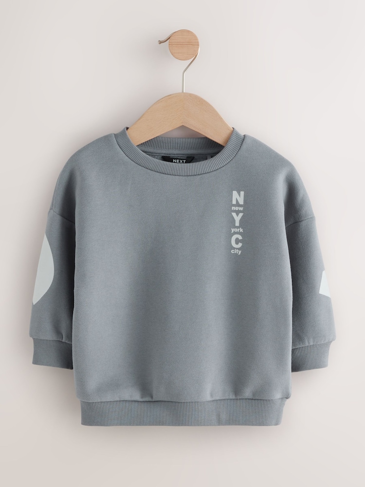 Grey Back Printed Crew Neck Jersey Sweatshirt (3mths-7yrs) - Image 1 of 5
