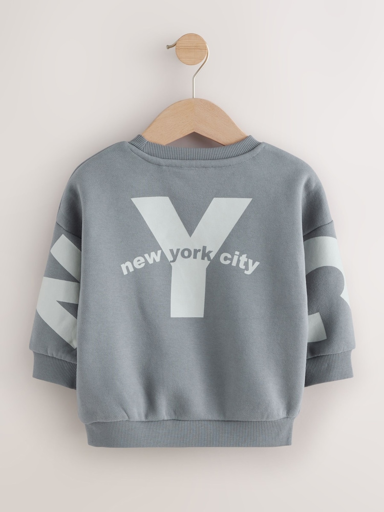Grey Back Printed Crew Neck Jersey Sweatshirt (3mths-7yrs) - Image 2 of 5