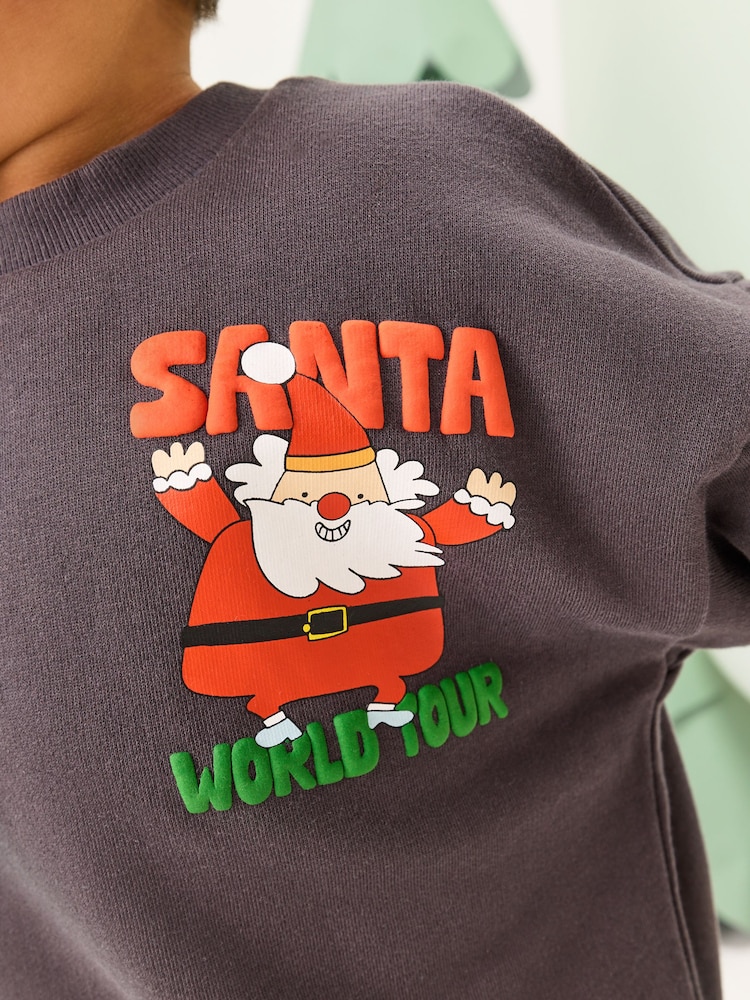 Charcoal Grey Christmas Crew Neck Jersey Sweatshirt (3mths-7yrs) - Image 2 of 8