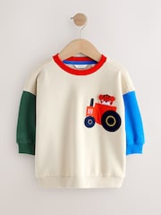 Ecru Colourblock Appliqué Crew Neck Jersey Sweatshirt (3mths-7yrs) - Image 1 of 4