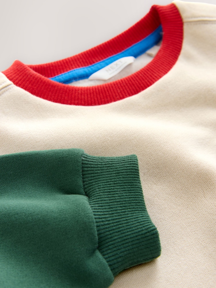 Ecru Colourblock Appliqué Crew Neck Jersey Sweatshirt (3mths-7yrs) - Image 2 of 4