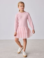 Baker by Ted Baker Pink Knitted Mesh Tulle Hem Dress - Image 2 of 6