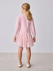 Baker by Ted Baker Pink Knitted Mesh Tulle Hem Dress - Image 4 of 6