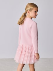 Baker by Ted Baker Pink Knitted Mesh Tulle Hem Dress - Image 5 of 6
