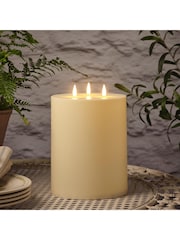 Lights4fun Natural 20cm 3 Wick Solar Truglow Candle - Image 2 of 2