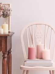 Lights4fun Pink TruGlow® Ribbed LED Pillar Candle Trio - Image 6 of 6