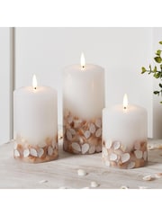Lights4fun Natural TruGlow® Shell LED Pillar Candle Trio with Remote - Image 1 of 2