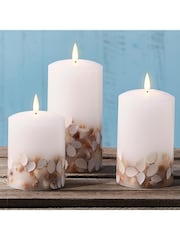 Lights4fun Natural TruGlow® Shell LED Pillar Candle Trio with Remote - Image 2 of 2