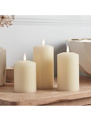 Lights4fun Natural TruGlow® Rechargeable LED Pillar Candle Trio - Image 1 of 5