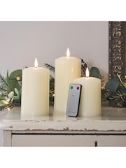 Lights4fun Natural TruGlow® Rechargeable LED Pillar Candle Trio - Image 2 of 5
