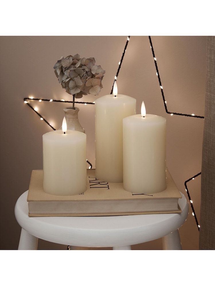 Lights4fun Natural TruGlow® Rechargeable LED Pillar Candle Trio - Image 5 of 5
